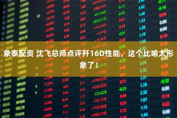 象泰配资 沈飞总师点评歼16D性能，这个比喻太形象了！