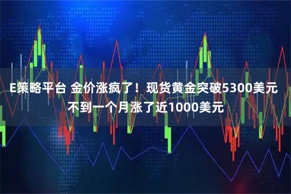 E策略平台 金价涨疯了！现货黄金突破5300美元 不到一个月涨了近1000美元