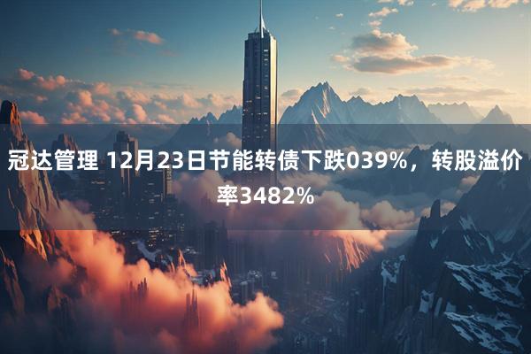 冠达管理 12月23日节能转债下跌039%，转股溢价率3482%